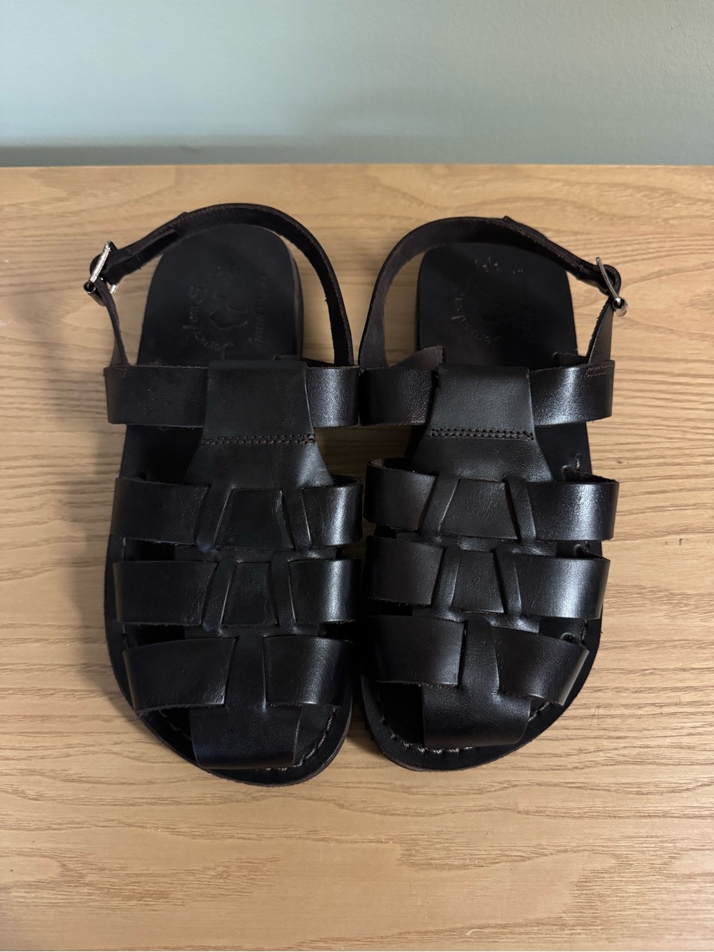 Jerusalem Sandals “David” Fisherman Style Closed Toe Sandals Dark Brown Size 41